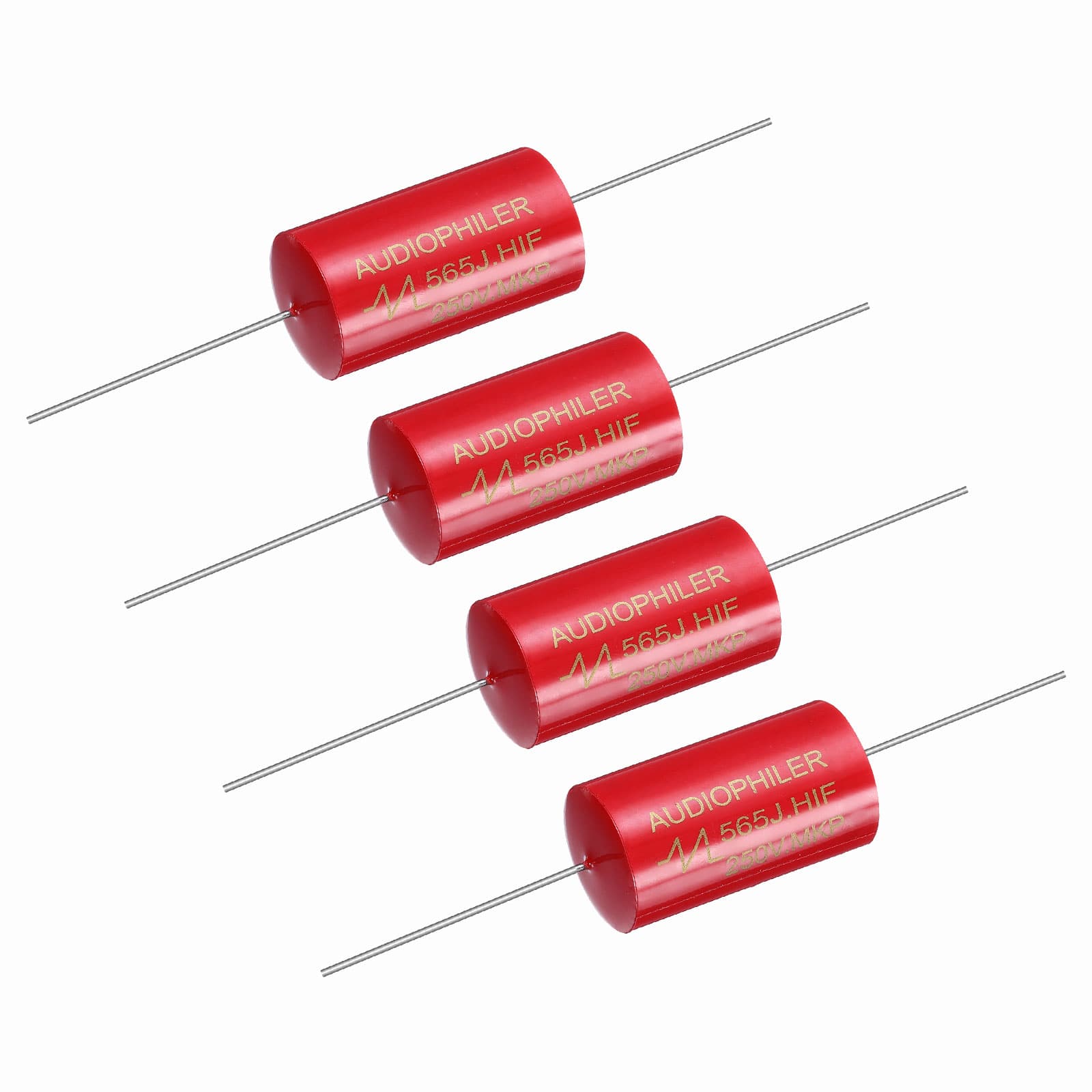 Unique Bargains - 4pcs 5.6uF 250V Axial MKP Film Capacitor for Audio Speaker Crossover Frequency Divider - Red price history on PriceWatchPro