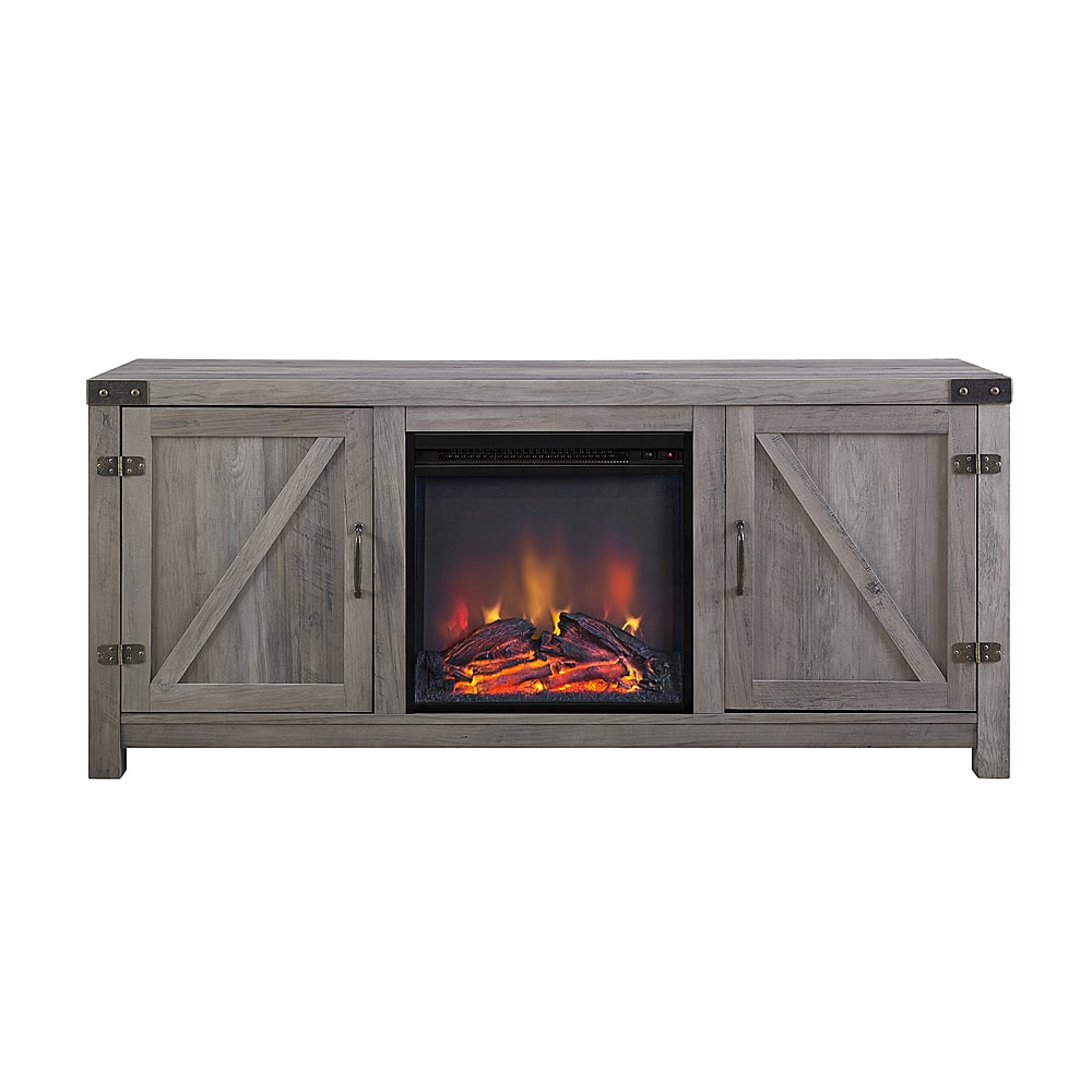 Best Buy Walker Edison 58” Rustic Fireplace TV Stand for TV's up to 65” Grey Wash BB58FPBDGW