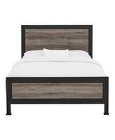 Walker Edison - Rustic Industrial Queen-Size Standard Bed - Grey Wash - Front_Standard