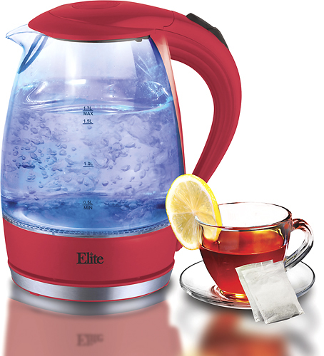 Elite Platinum - 7.2-Cup Electric Kettle - Red