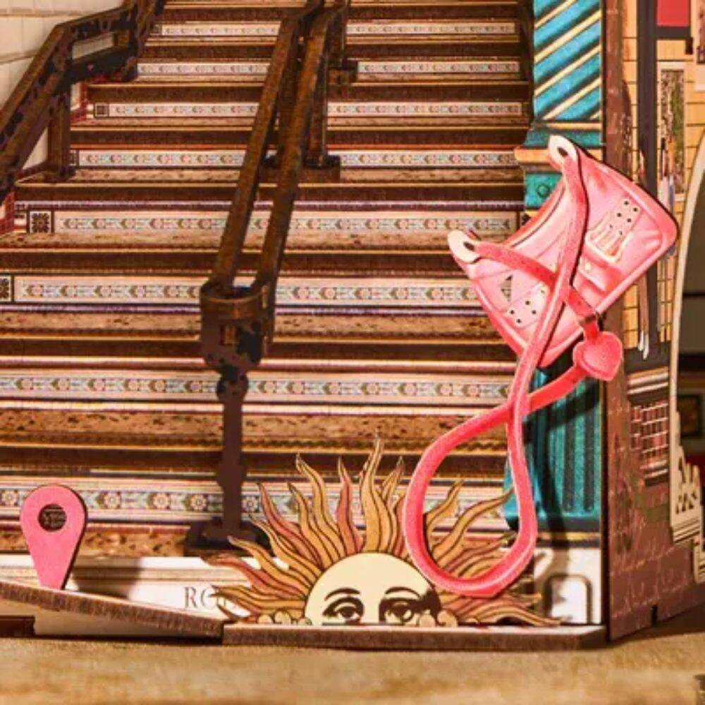 Left. 3D Puzzle - DIY 3D Book Nook Kit: Street Scene 196 pieces.