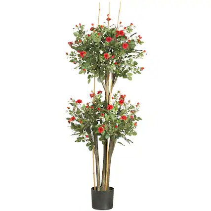 Front. BreeBe - 5' Mini Rose Tree w/2080 Lvs - Red.