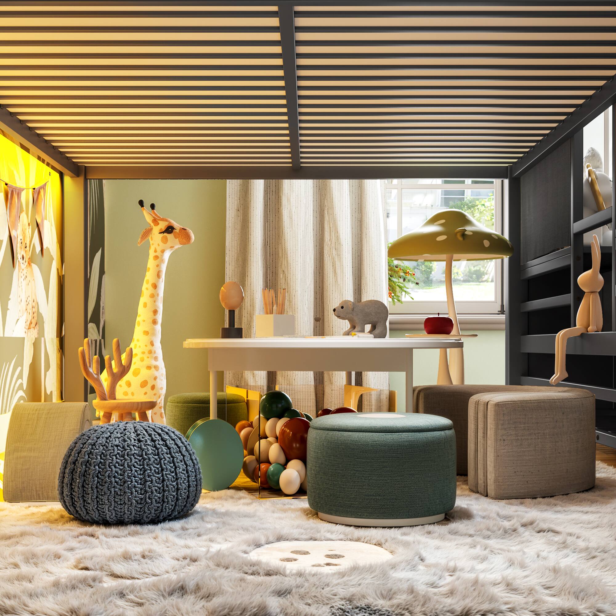 Alt View 1. Anysun - Full Low Loft Bed w/ Multi-Storage, Fabric Drawers & Shelves, Storage Stairs, Lights, Under-Bed Space - Black.