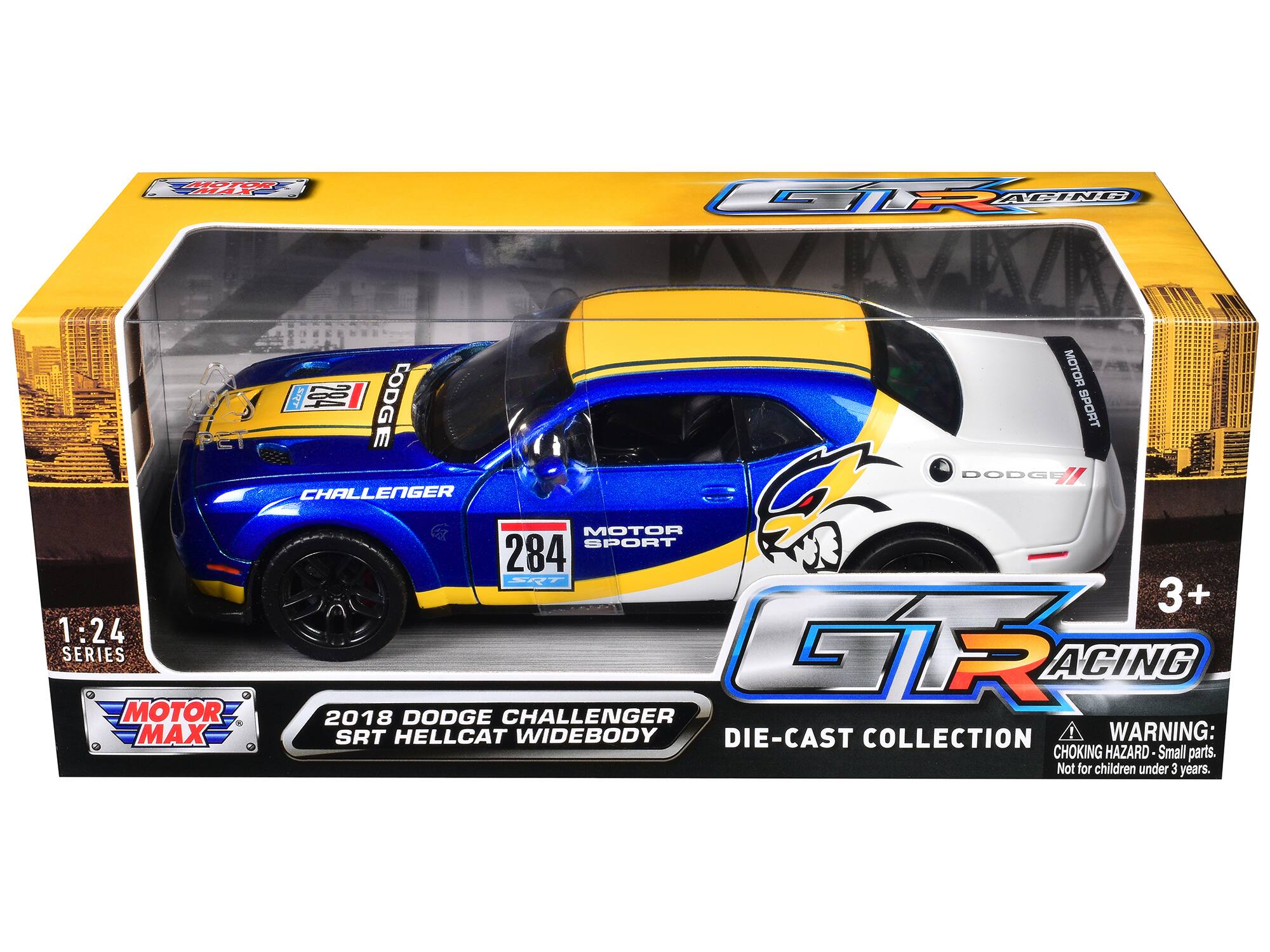 HOE MA X AGING MOTOR NIET 284 CODGE SPORT DODGE CHALLENGER G MOTOR SPORT 284 SRT 3+ 1:24 GTR SERIES ACING MOTOR 2018 DODGE CHALLENGER MAX SRT HELLCAT WIDEBODY DIE-CAST COLLECTION WARNING: CHOKING HAZARD-Small parts. Not for children under 3 years.