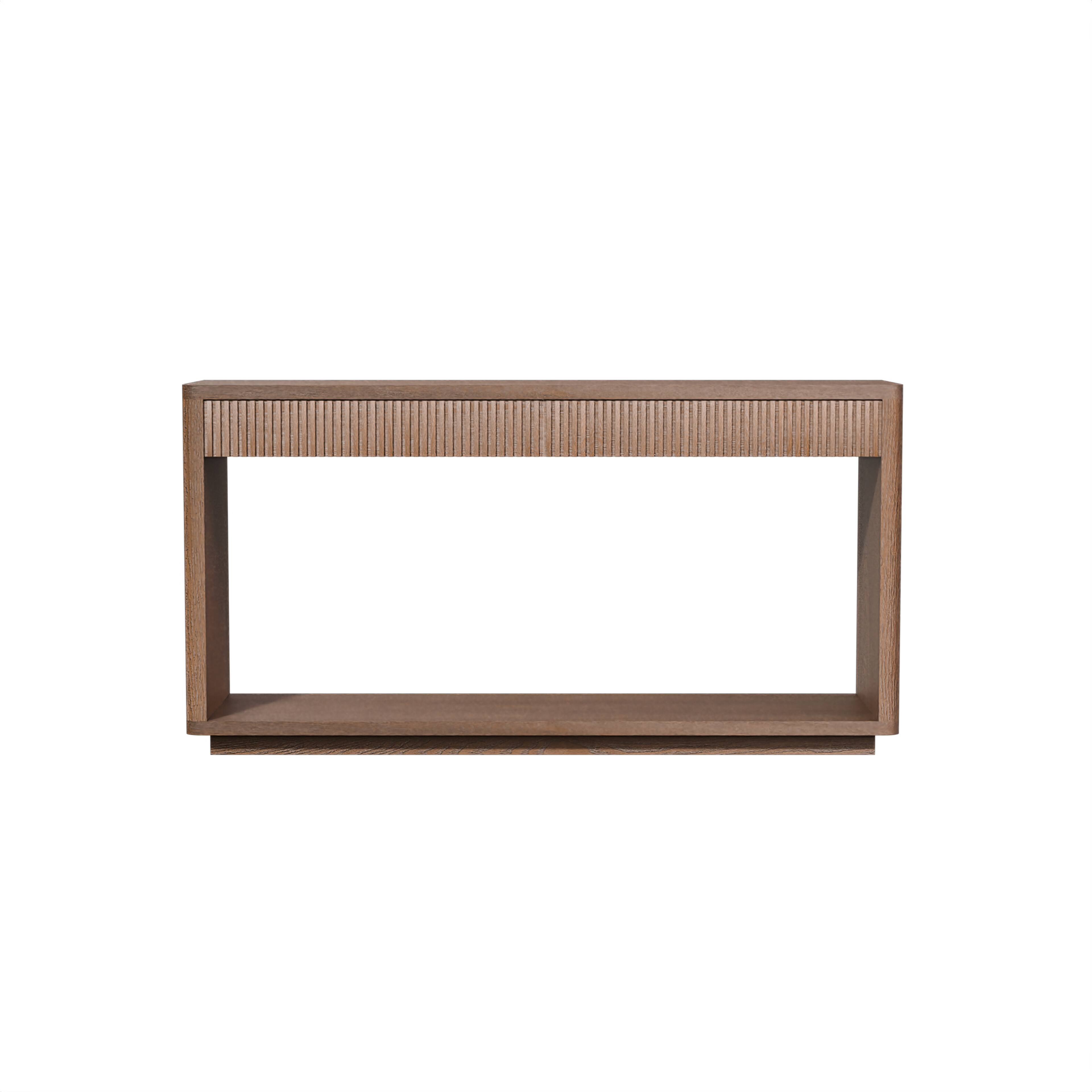 Alt View 8. Loheer - Loheer Fluted Console Table, 60 In Walnut Console Table with 2 Drawers, Modern Sofa Table Behind Couch for Entryway - Walnut.