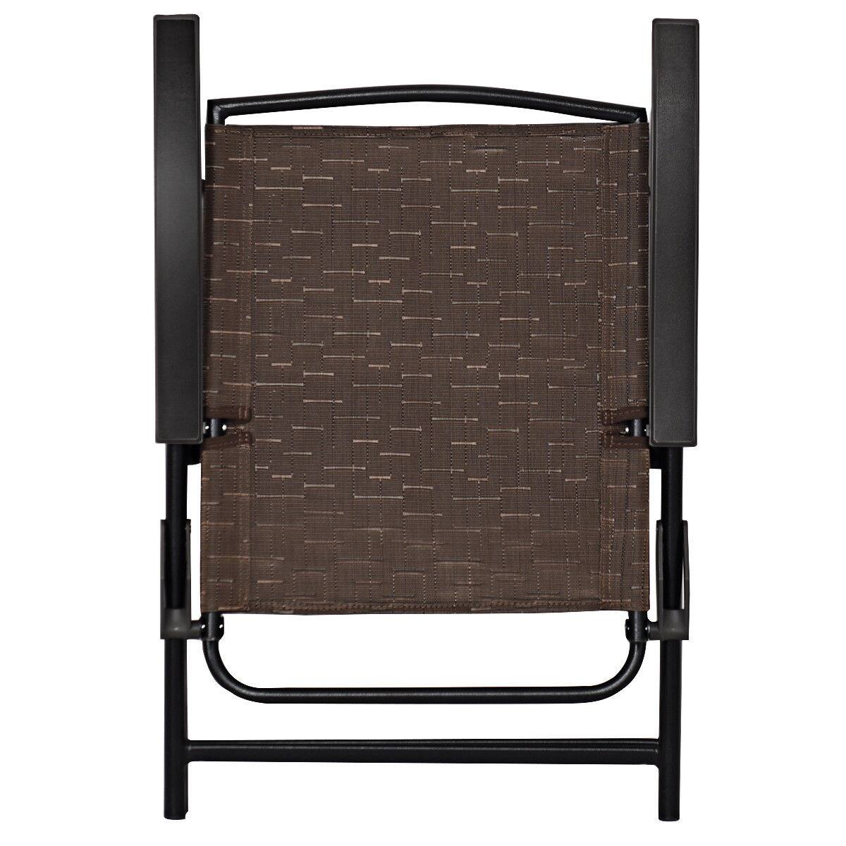 Alt View 7. Gymax - Gymax 4PCS Adjustable Folding Fabric Chair Powder Coated Steel Tube Frame Indoor Outdoor - Black + brown.
