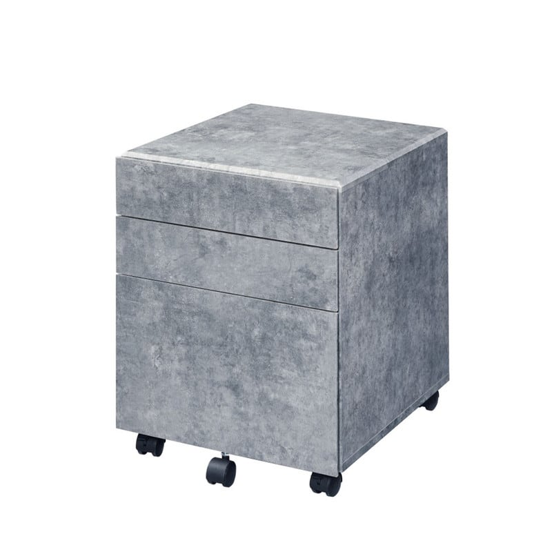 HTUTWOO - 3-Drawers Storage File Cabinet - Caster Wheels Mobile Pedestal, Wooden Frame Rolling Cabinet, Under Desk File Organizer - Silver