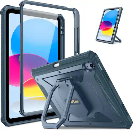 Front. Kitcheniva - Rotating Stand Rugged Cover For iPad A16 11th Gen 11 Inch 2025 Navy - Navy.