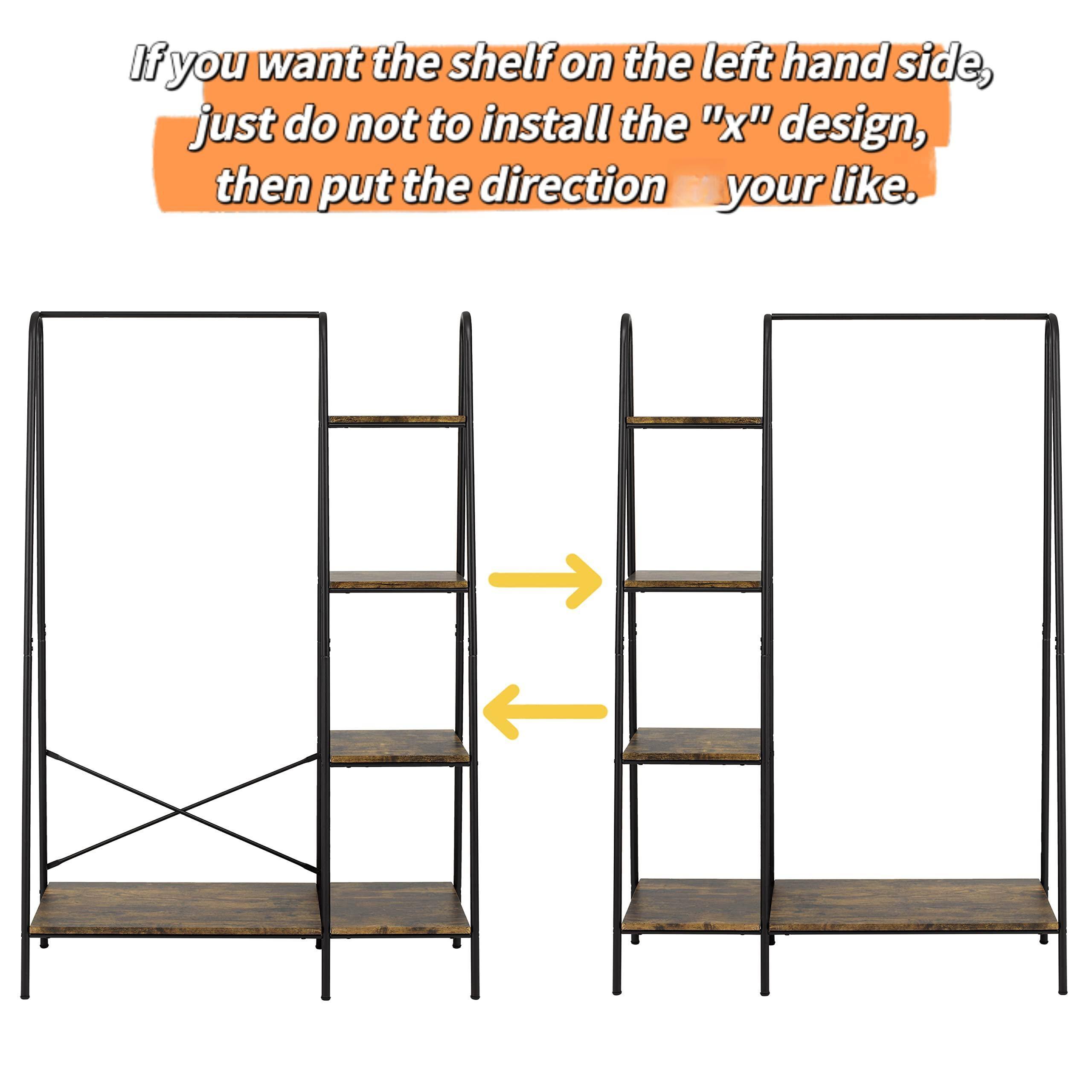 If you want the shelf on the left hand side, just do not to install the "x" design, then put the direction your like.