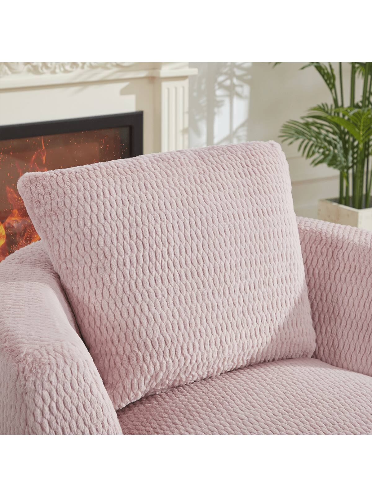 Alt View 2. Trinkets Crazed - Barrel Accent Chair, 360° Swivel Round Upholstered Sofa, Modern Swivel Side Armchair - Pink.