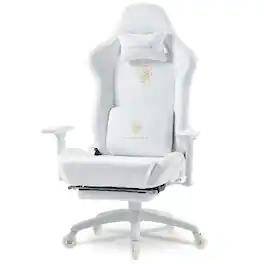 Dowinx - Gaming Chair,Breathable Suede Fabric Game Chair with 3D Armrest and PU Wheels,Big and Tall Gaming Chair - White