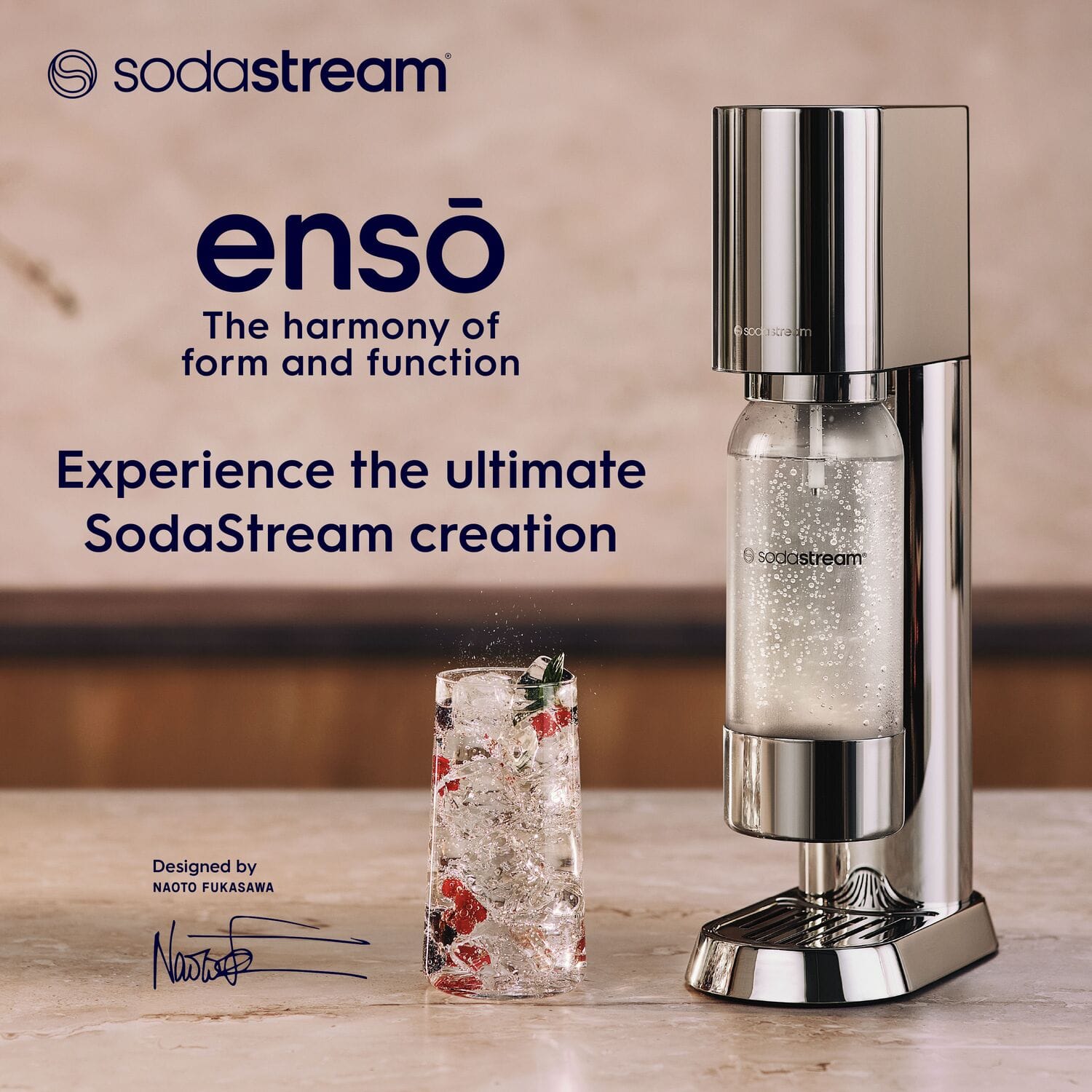 sodastream enso The harmony of form and function Experience the ultimate SodaStream creation Designed by NAOTO FUKASAWA