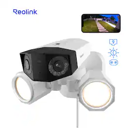 Reolink - Duo Floodlight PoE 4K 180° Dual-Lens Floodlight Camera,1800-Lumen Floodlights Color Night Vision Smart Detection - White