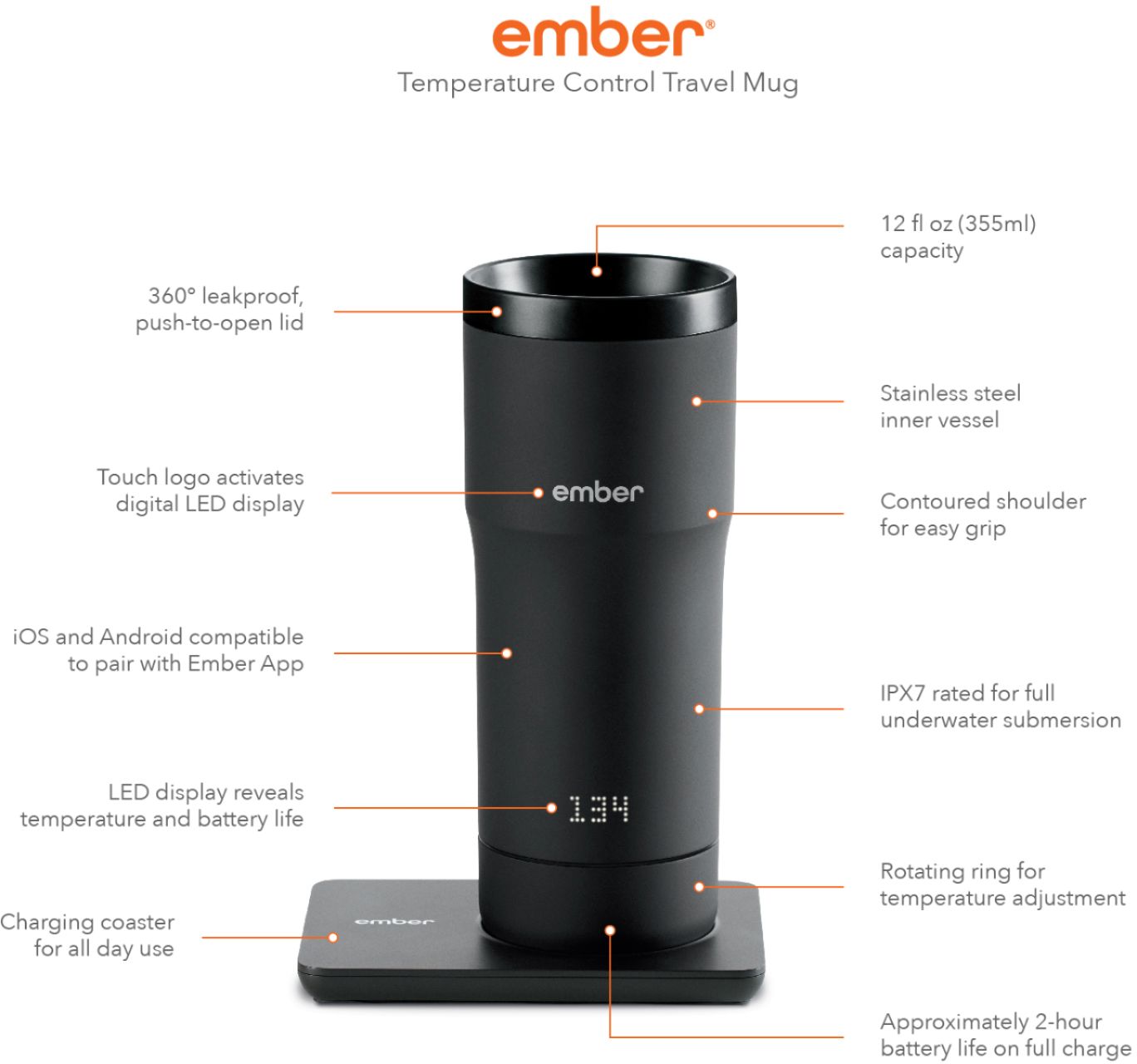 Ember Travel Mug Sipping Lid Gloss Black TMSL1201GL - Best Buy