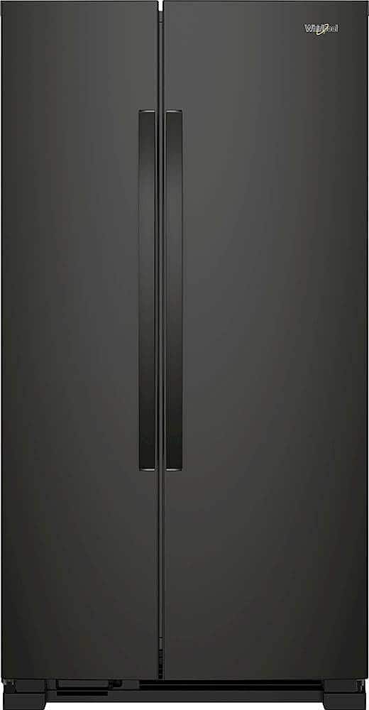 Front. Whirlpool - 25.1 Cu. Ft. Side-by-Side Refrigerator - Black.