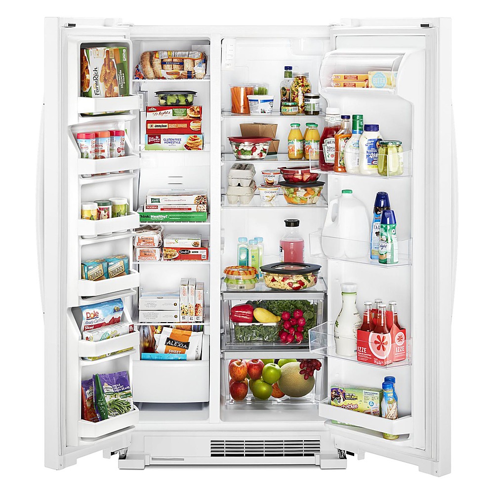 Left View: Whirlpool - 25.1 Cu. Ft. Side-by-Side Refrigerator - White
