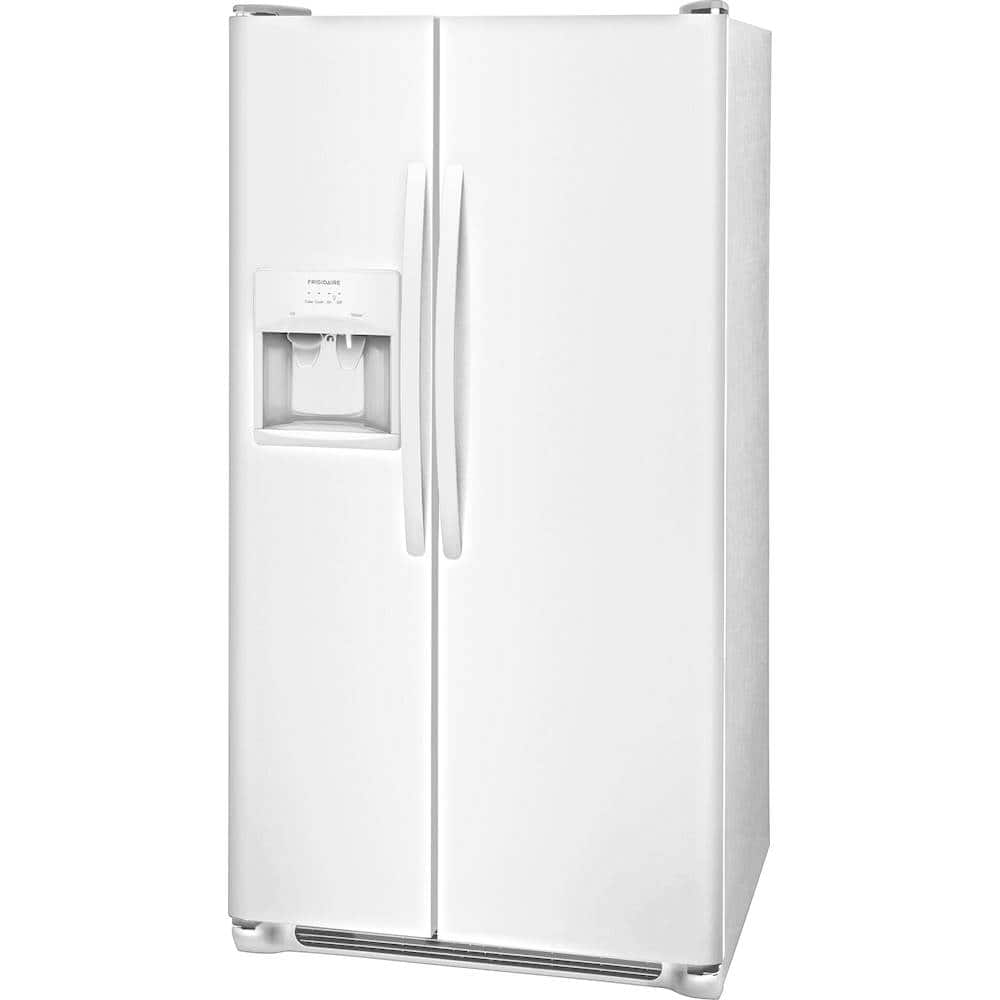 Left View: GE - 25.1 Cu. Ft. Side-by-Side Refrigerator - White