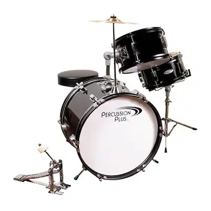 Front. Percussion Plus - 3-Piece Drum Set - Metallic black.