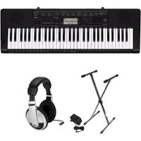 Casio - Portable Keyboard with 61 Velocity-Sensitive Keys - Black - Front_Zoom
