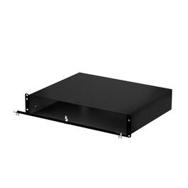 RackSolutions - 2U Lockable Rackmount Box with Hinged Door, 14" Depth - Black