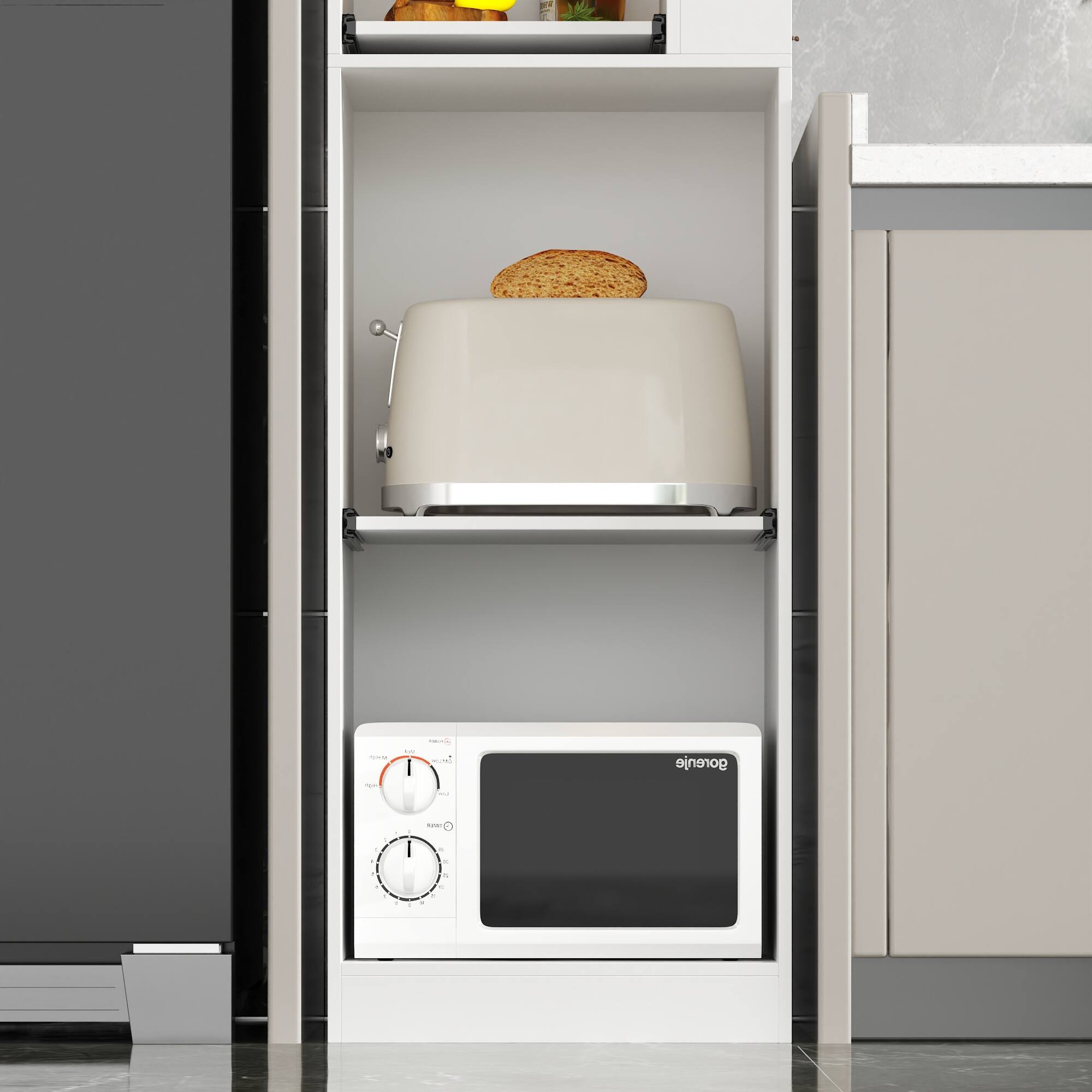 Alt View 6. Famapy - Space - Saving Kitchen Tall Cabinet Modern Minimalist Design for Easy Access & Organized Storage - White.