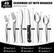 49 PIECES SILVERWARE SET WITH ORGANIZER
Steak Knife Included
6.7" Salad Fork x 8
7.9" Dinner Fork x 8
9.1" Dinner Knife x 8
8.7" Steak Knife x 8
7.9" Dinner Spoon x 8
6.7" Tea Spoon x 8