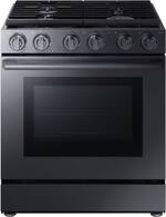 Samsung - Chef Collection 5.8 Cu. Ft. Slide-In Gas Convection Range - Fingerprint Resistant Matte Black Stainless Steel - Front_Standard