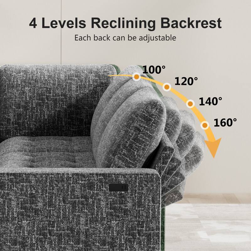 4 Levels Reclining Backrest  
Each back can be adjustable  
100°  
120°  
140°  
160°