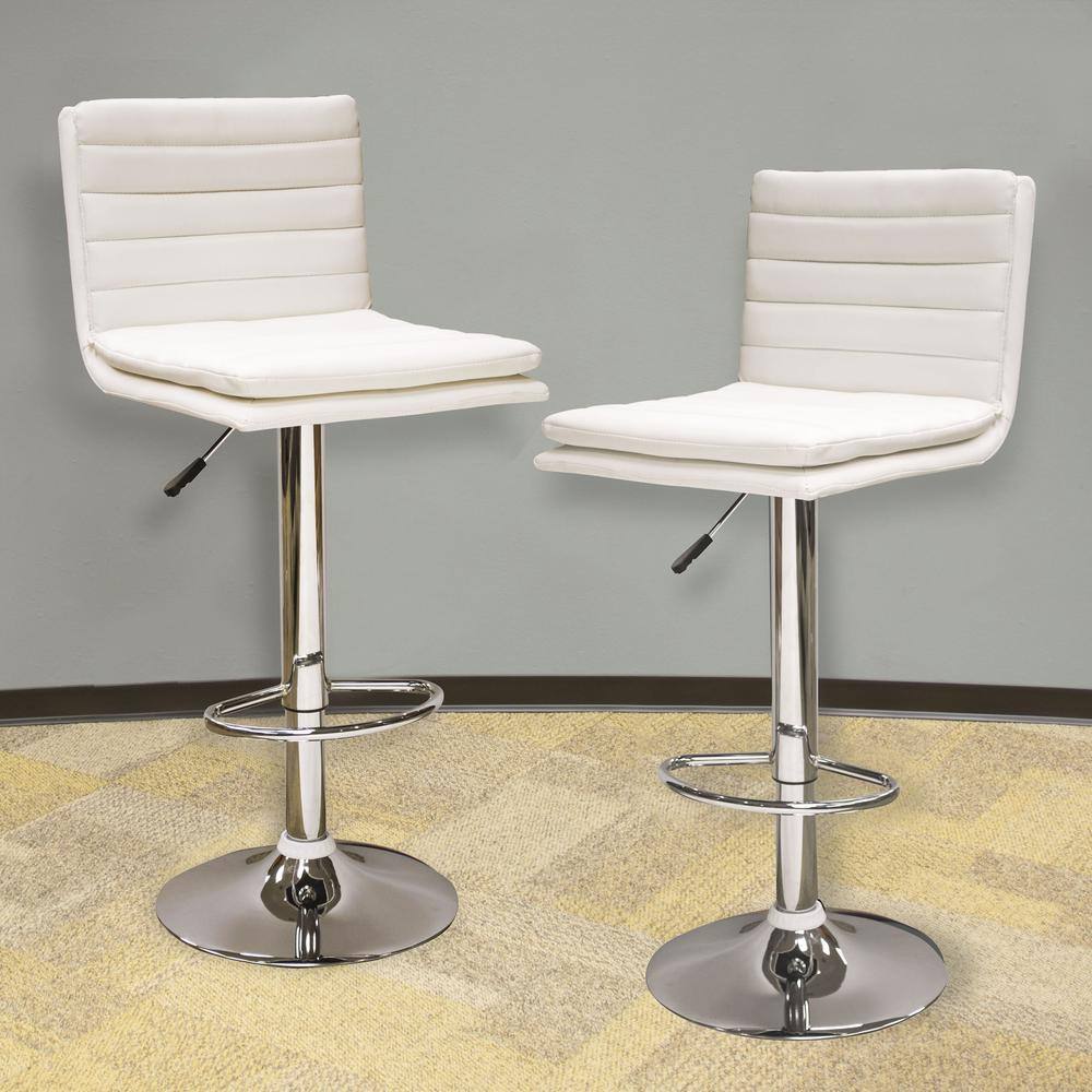 Left. AmeriHome - Modern Ripple Back Adjustable Bar Stool - 2 Piece - White.