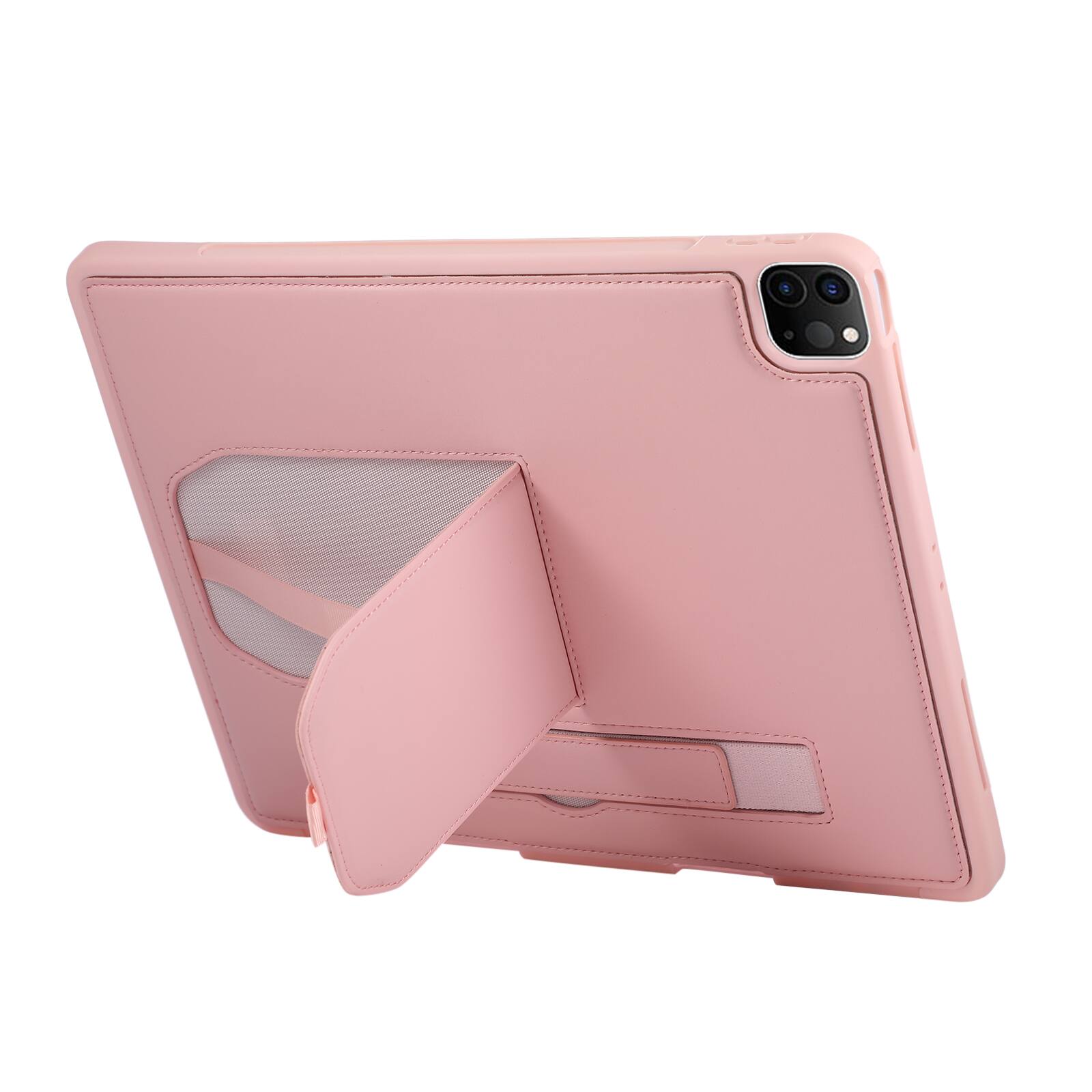 Alt View 1. Dteck - Shockproof Case for Apple iPad Air (M4) 13" 2026 with Hand Strap and Foldable Kickstand, PU Leather TPU Protective Cover - Pink.