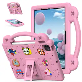 UUCOVER - Kids Case for iPad Air 11-inch M4 M3 M2 (2026/2025/2024),Shockproof EVA Case Handle Adjustable Stand Cover - Pink