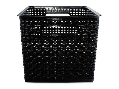 Alt View 4. Advantus - Advantus Large Weave Plastic Bin, Black, 2/Pack (AVT40328) - Black.