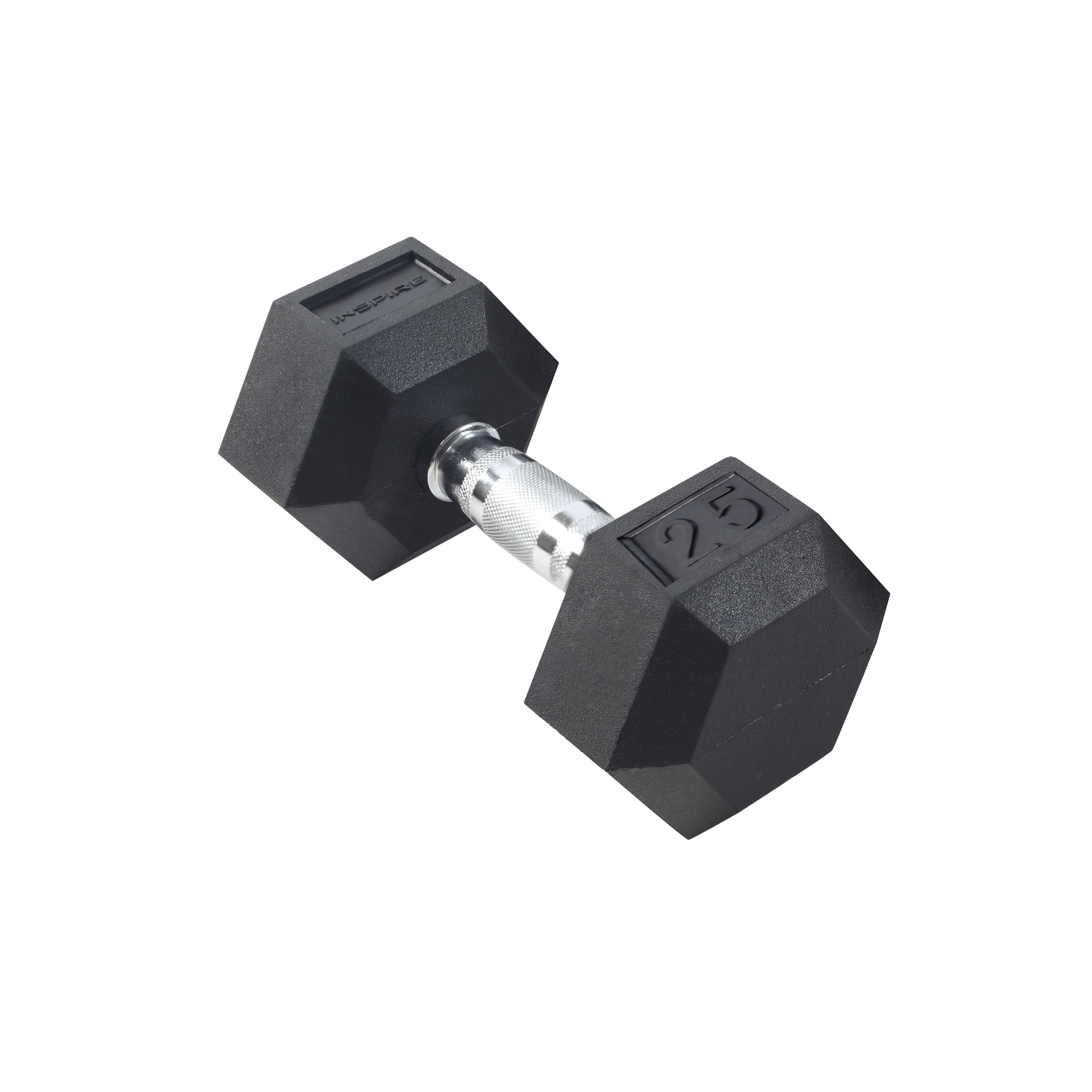 Inspire - Fitness 25 LB Rubber Dumbbell - Black