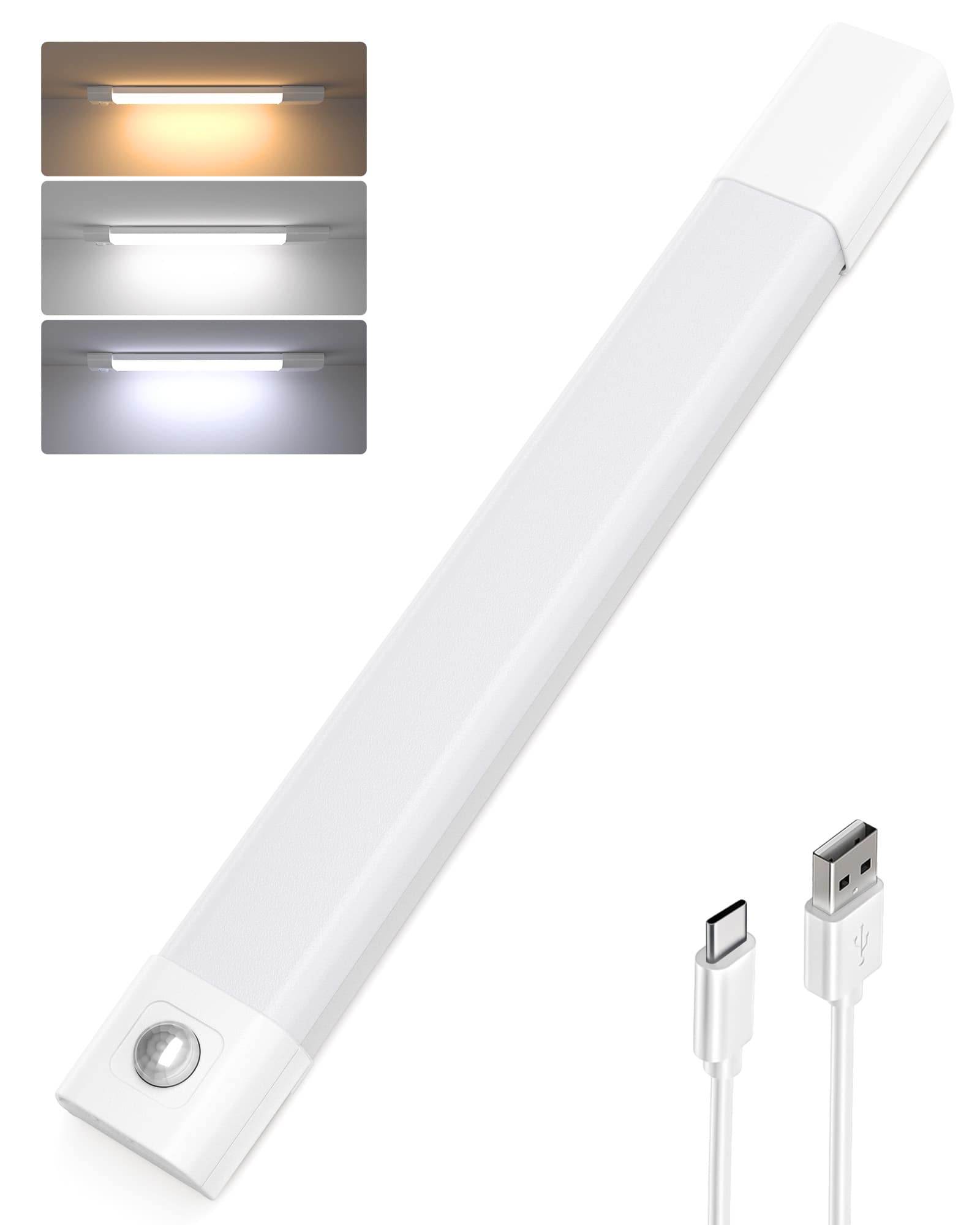 Front. EZVALO - 13.40 in. Wireless USB Charging White Integrated LED Linkable Under Cabinet Light Smart Recessed Lighting-1 Pack - White.