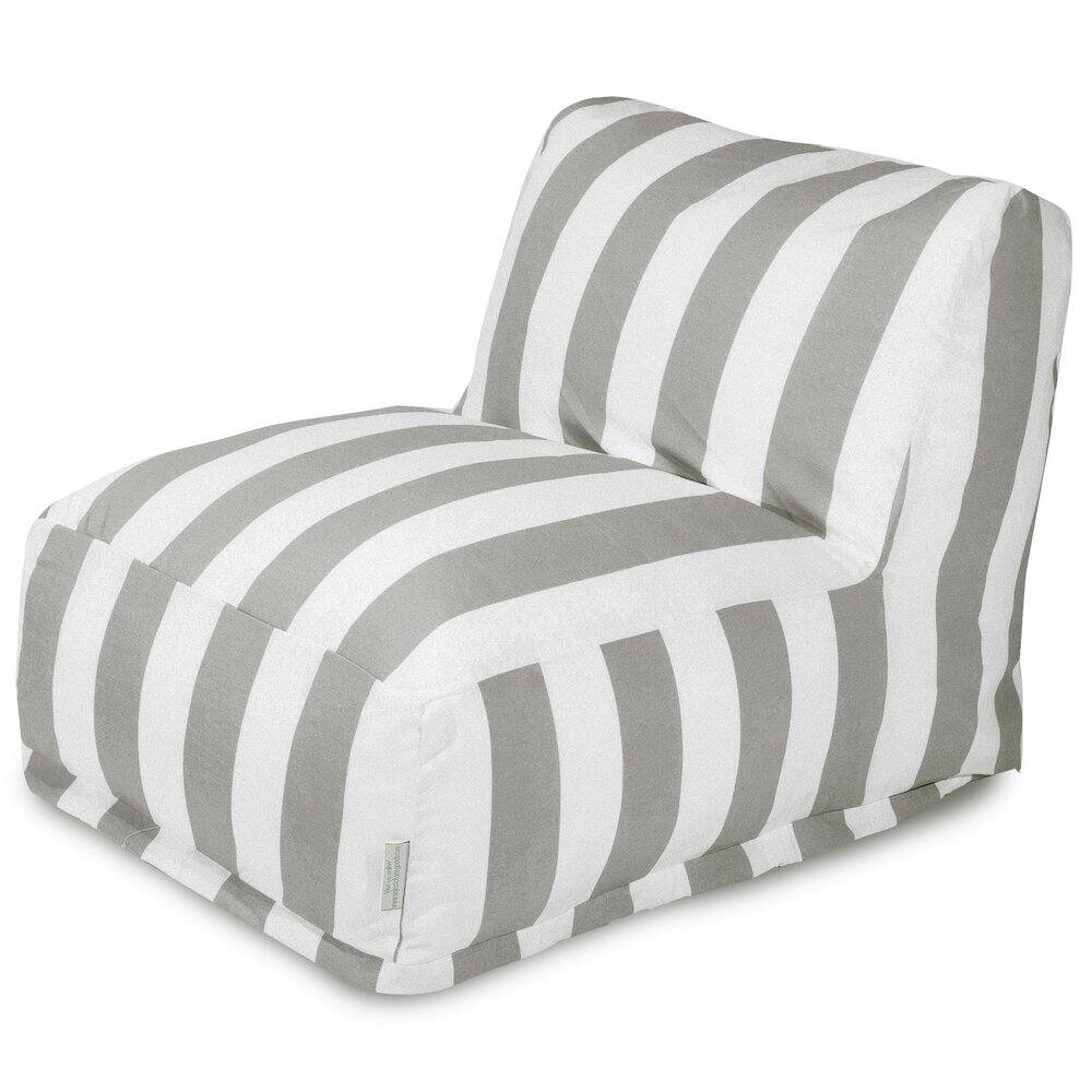 Front. Majestic Home - Chair Lounger Vertical Stripe Gray - Gray.