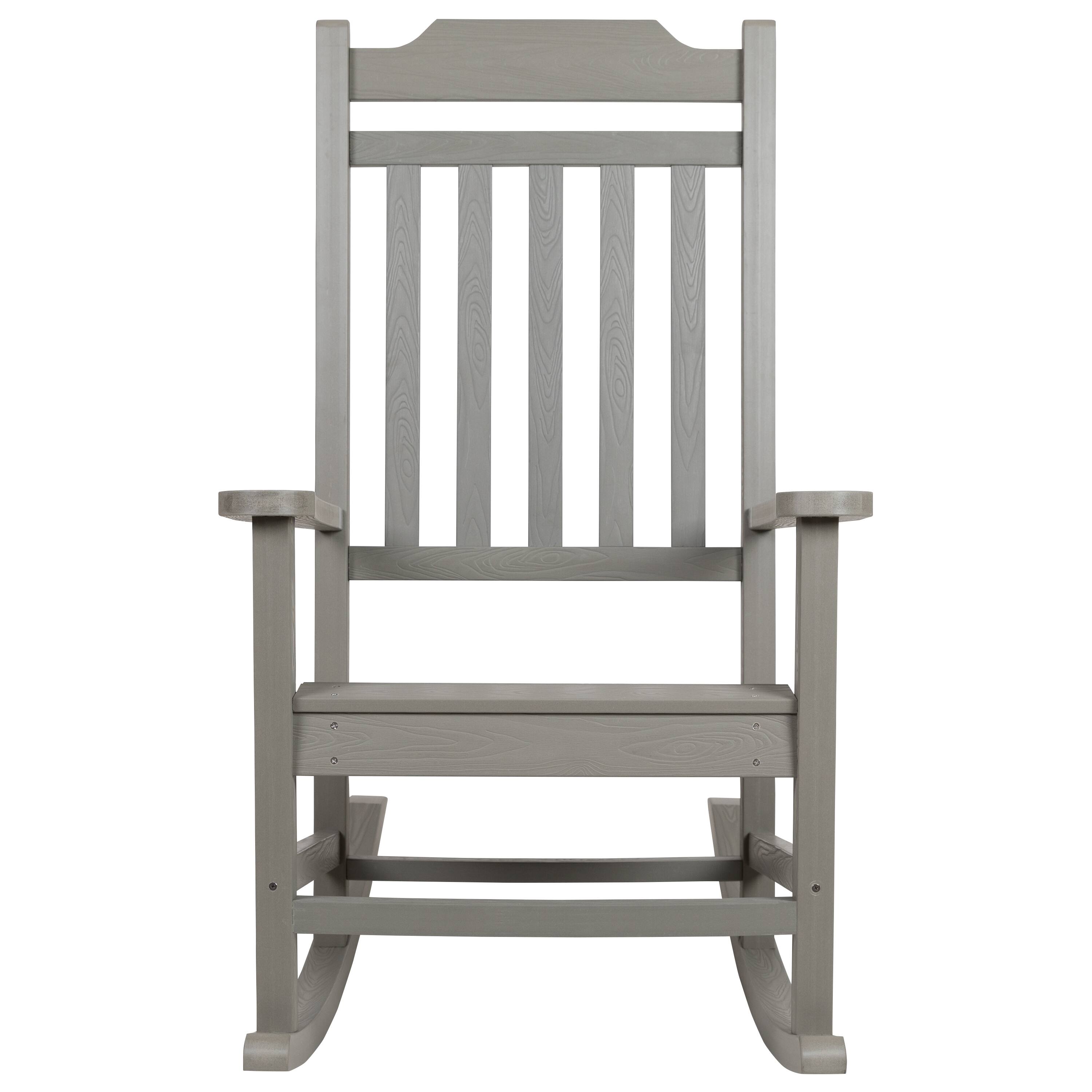 Alt View 8. Emma + Oliver - Set of 2 All-Weather Poly Resin Faux Wood Rocking Chairs for Porch &Patio - Gray.