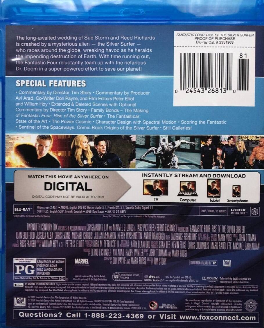 Alt View 1. Fantastic Four: Rise Of The Silver Surfer (Blu-ray) NEW.