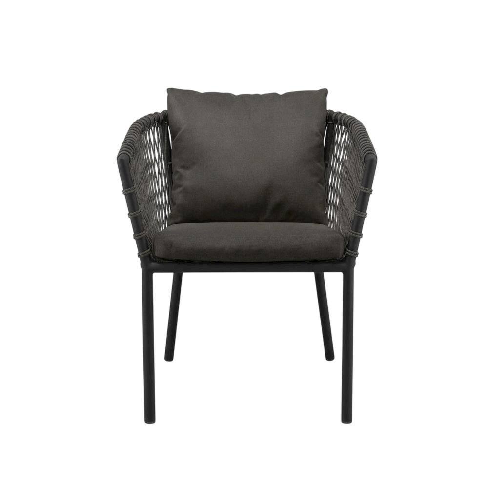 Back. Outdoor Escape - Outdoor Patio Dining Armchair With Cushioned Seat And Armrests - Gray.