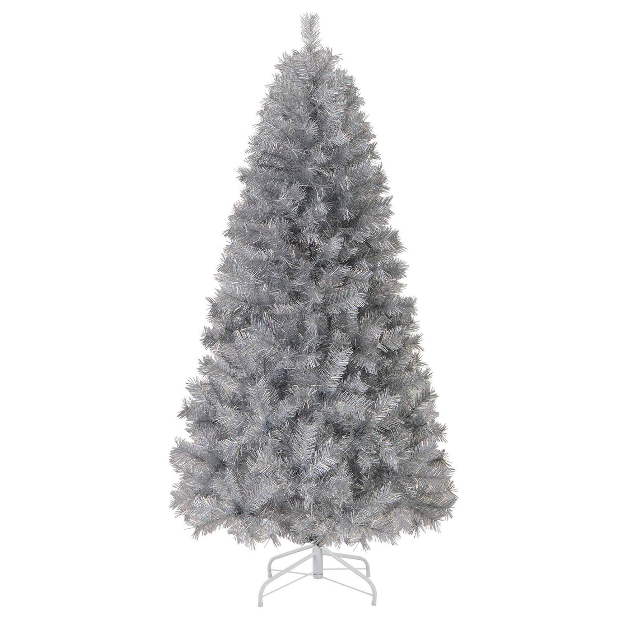 Alt View 9. Costway - Costway 6 FT Artificial Christmas Tree, Pre-lit Xmas Tree with 553 Branch Tips - Silver.