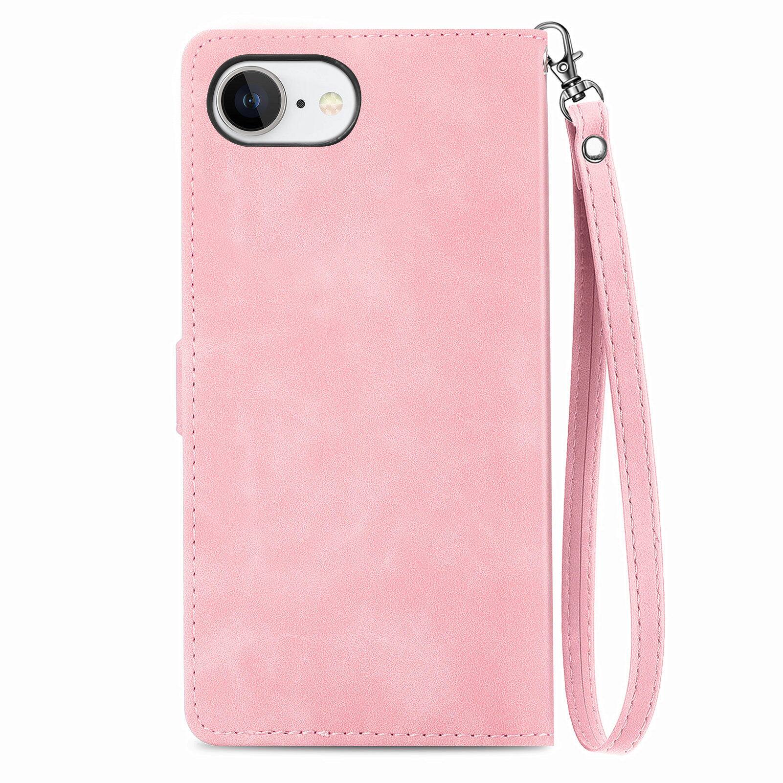 Alt View 2. Dteck - Wallet Case with Zipper Pocket + Stand for Apple iPhone 17e / 16e,Protective Folio Cover with 6 Card Slots & Wrist Strap - Pink.