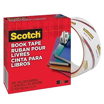 Scotch Book Tape  
Ruban pour Livres  
Cinta para Libros  

CONT. 1 ROLL/ROULEAU/ROLL  
1.5 IN/PO/PULG. X 540 IN/PO/PULG.  
(15 YD/V) 38,1 mm X 13,7 m (15 YD/V)  

3M