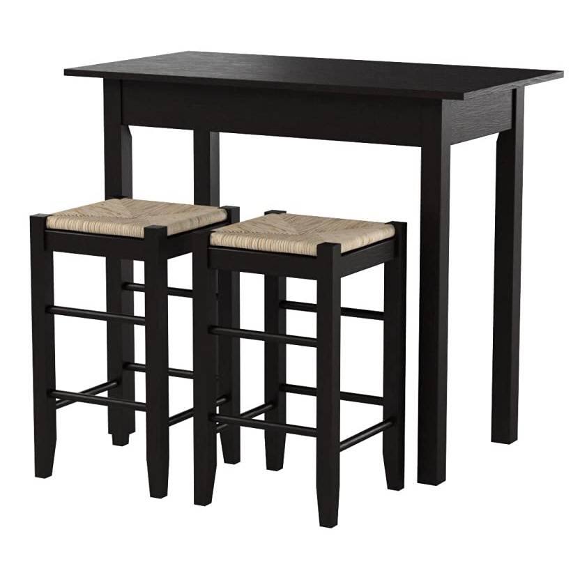 Angle. SlickBlue - 3-Piece Kitchen Dining Set with Table and Backless Stools - Espresso.