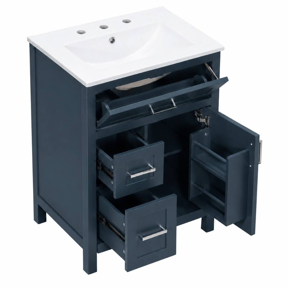 Alt View 10. Loheer - Loheer 24 inch bathroom vanity with sink Blue Freestanding Bathroom Vanity with Ceramic Basin - Blue.