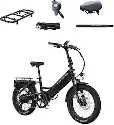 Lectric eBikes - XP4 750 Step-Thru Foldable Long-Range eBike (Max 85mi/28mph) + LevelUp Rack/Comfort Seat/Seat Post/Elite Headlight/Lock - Tempest Grey - Front_Zoom