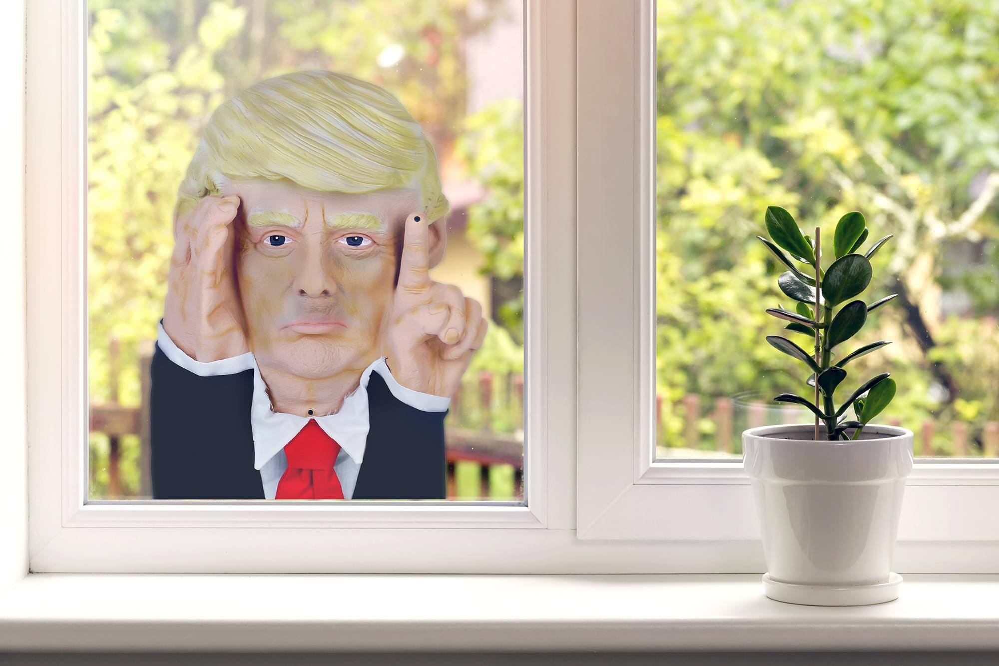 Alt View 4. Scary Peepers - Scary Peeper Tapping President Donald Trump Halloween Decoration | 16.5 Inches - Beige.