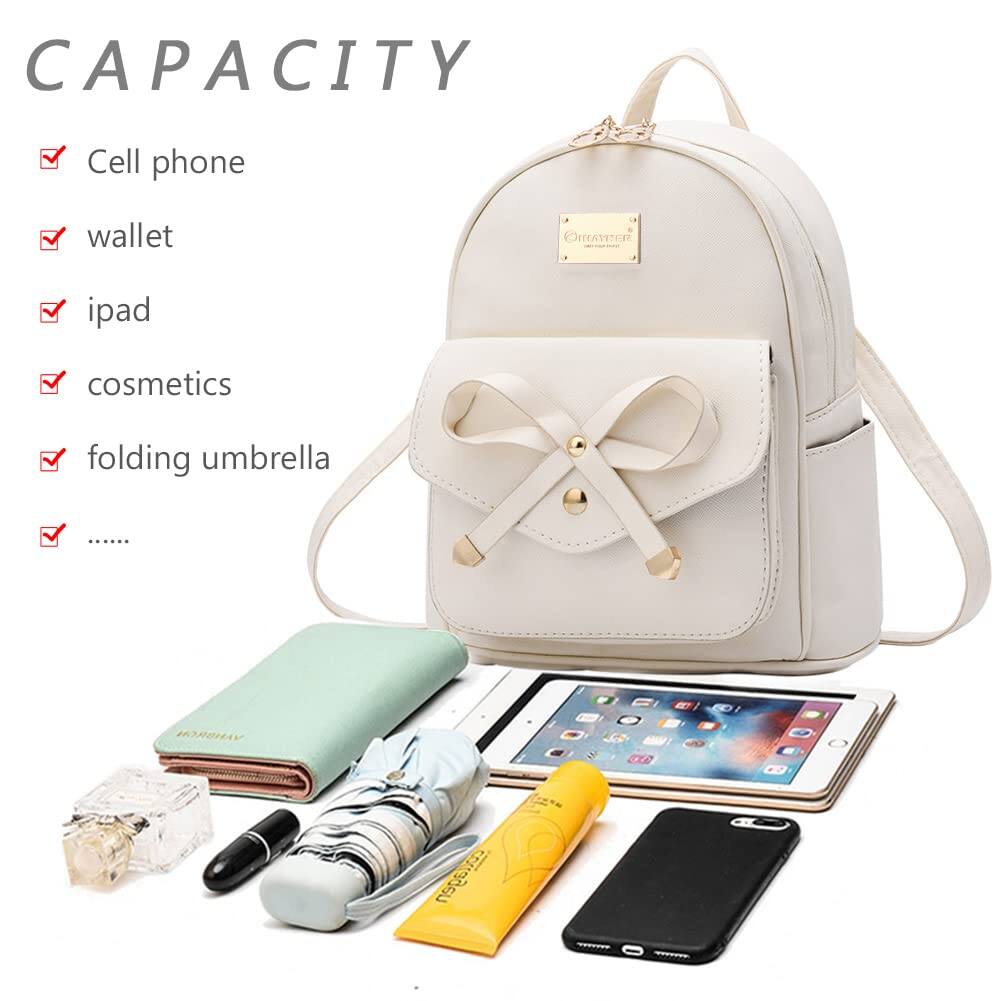 Left. Stamp n Camp - Bowknot Cute Leather Backpack Mini Purse For Women - Green.