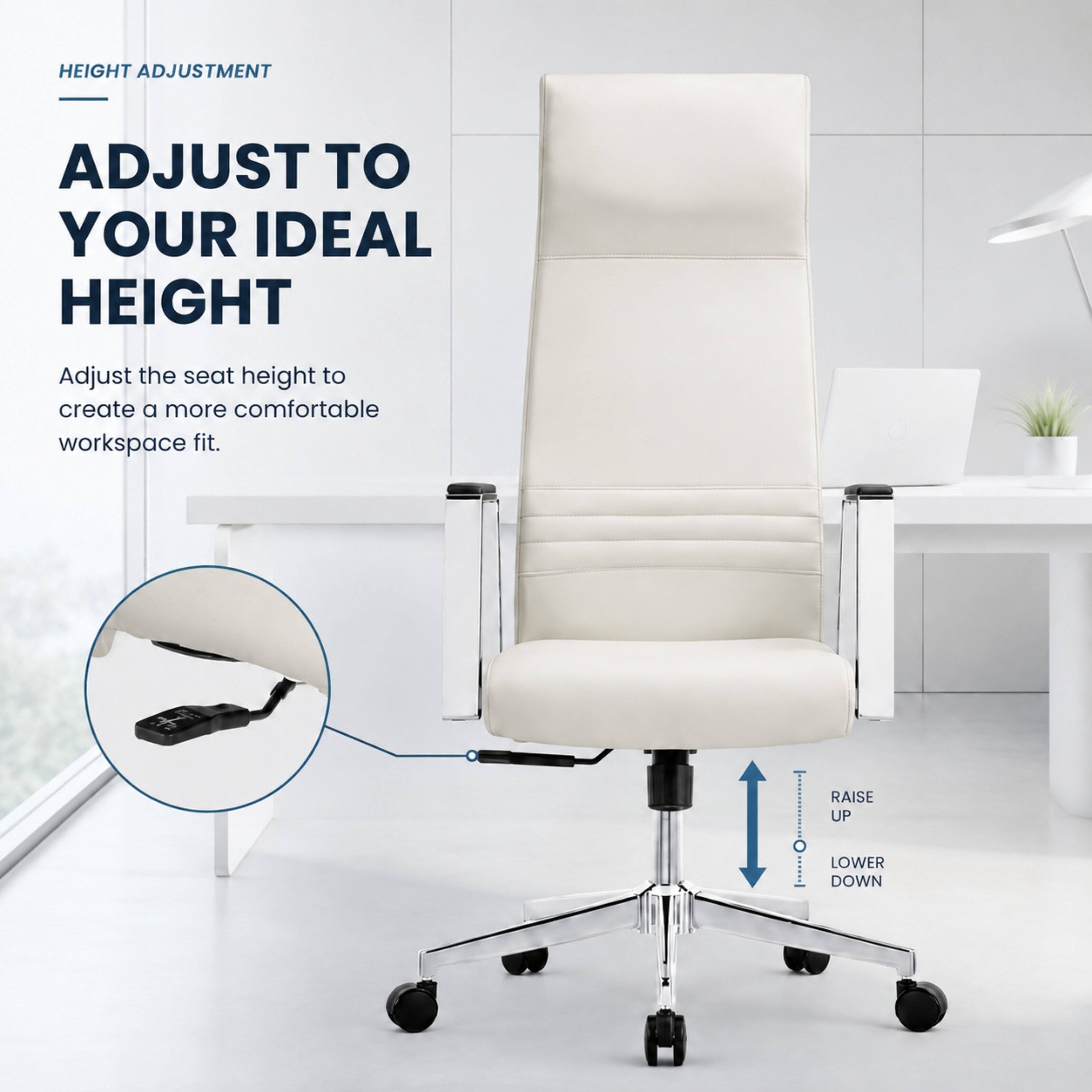 HEIGHT ADJUSTMENT

ADJUST TO YOUR IDEAL HEIGHT

Adjust the seat height to create a more comfortable workspace fit.

RAISE UP LOWER DOWN