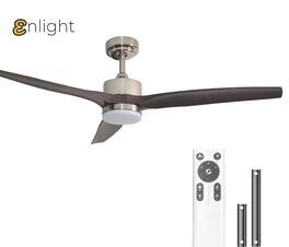 ENLIGHT - 52" Smart DC Ceiling Fan with CCT Dimmable LED Light, 3 Blades, Energy Efficient, Quiet Operation, Indoor Rated - Walnut Woodgrain
