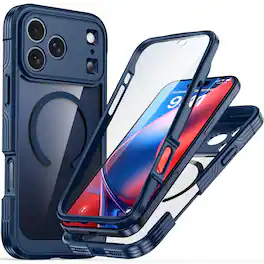 UUCOVER - Full Body Case for Apple iPhone 18 Pro Shockproof TPU+PC Built-in Screen Protector Compatible with MagSafe Cover - Darkblue