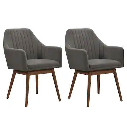 Front. Costway - Costway Dining Chairs Set of 2 Upholstered Accent Chairs with Comfy Padded Backrest - Gray.